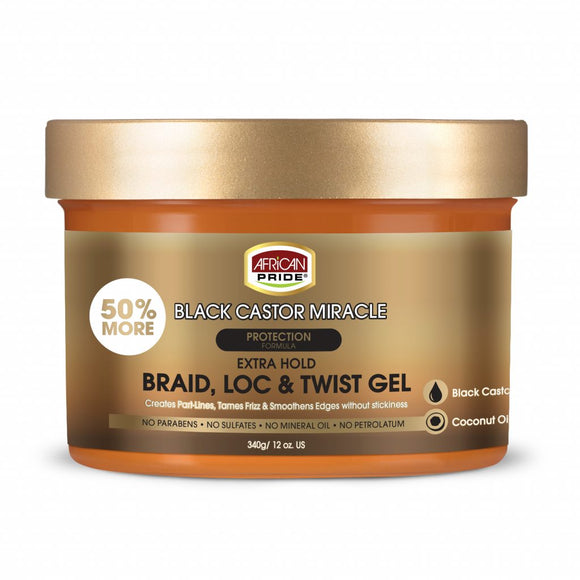 Black Castor Miracle Braid, Loc & Twist Gel 8oz