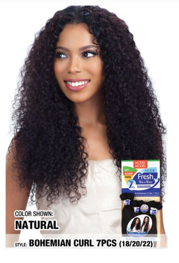 WET & WAVY HUMAN HAIR BOHEMIAN CURL 7 PCS  BY NUDE FRESH