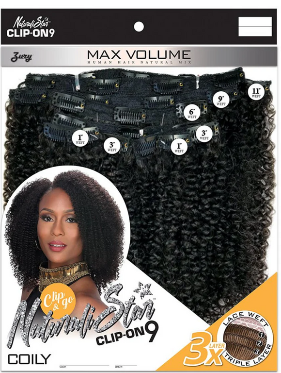 Zury Sis Naturali Star Human Hair Mix Clip-On 9 Weave – Coily
