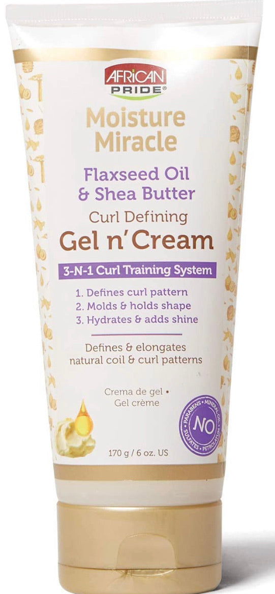African Pride Moisture Miracle Gel n' Cream - 3-In-1 Curl Training System, 6oz