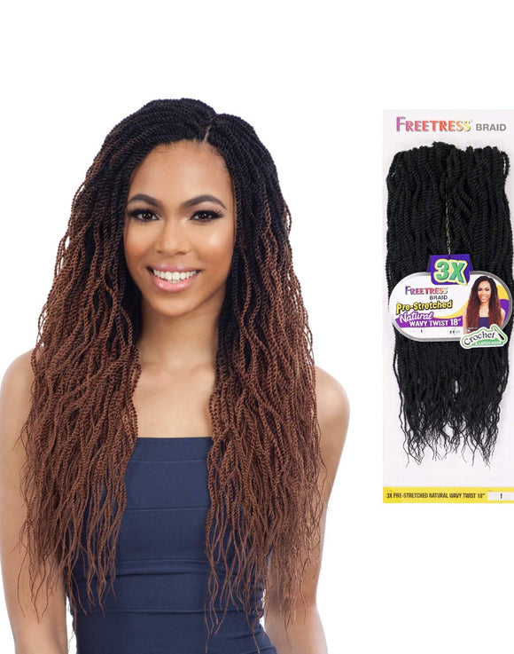 Freetress Synthetic Crochet Braid - 3X PRE-STRETCHED NATURAL WAVY TWIST 18