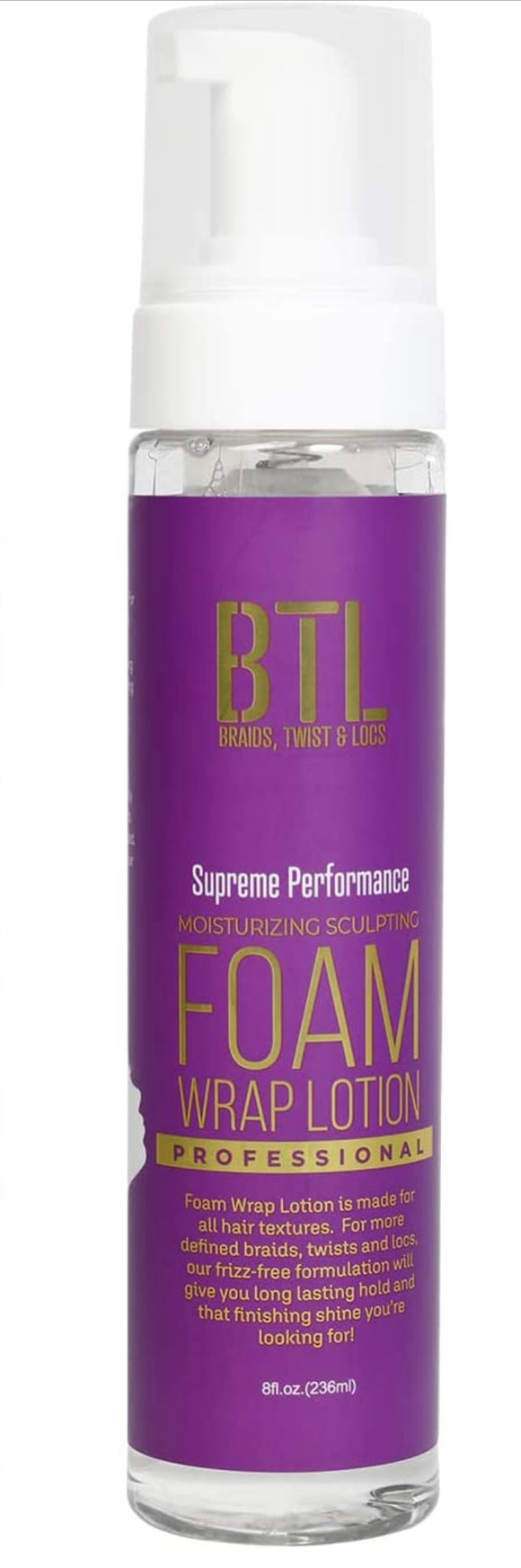 BTL Professional Moisture Sculpting Foam Wrap Lotion, Supreme Performance (Purple Bottle)