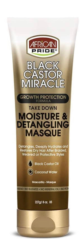 African Pride Black Castor Miracle Take Down Moisture & Detangling Masque, 8oz