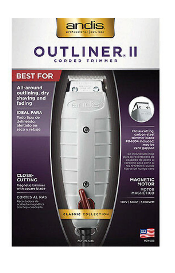 Andis 04603 Professional Outliner II Square Blade Trimmer, Gray