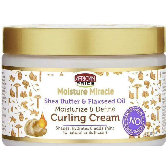 African Pride Moisture Miracle Shea Butter & Flaxseed Oil Curling Cream, 12oz