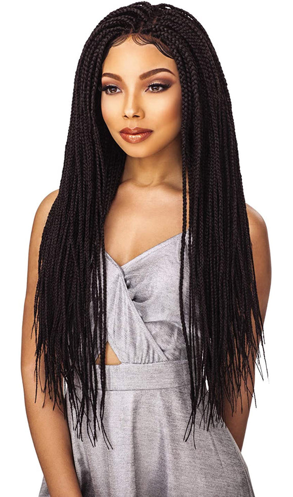 Sensationnel 100% Premium Fiber Cloud9 Swiss 4X4 Lace Parting Wig Small Size - BOX BRAID SMALL