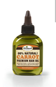 Difeel Premium Mega Care Natural Hair Oil - Carrot Oil with Vitamins a and E 2.5 ounce