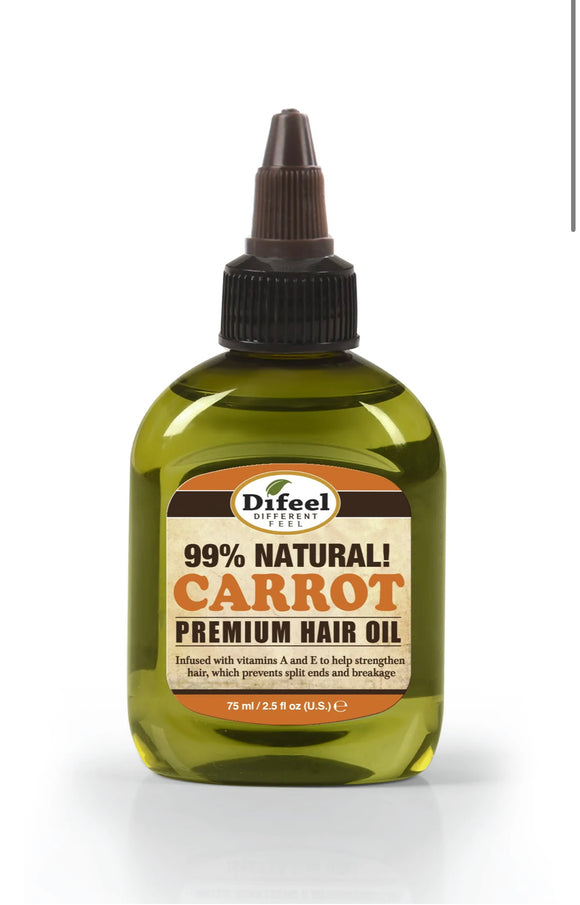 Difeel Premium Mega Care Natural Hair Oil - Carrot Oil with Vitamins a and E 2.5 ounce