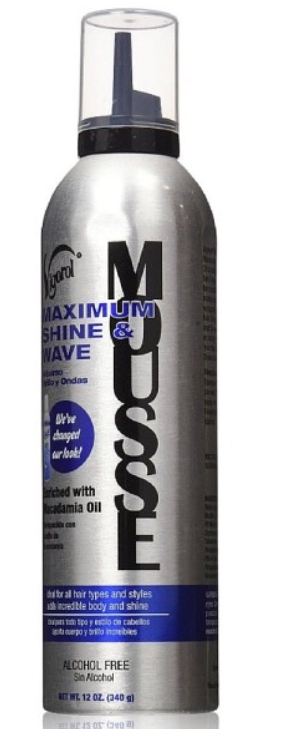 Vigorol Mousse Maximum Shine & Wave With Macadamia Oil,12oz
