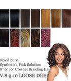 Royal Zury Synthetic 1 Pack Solution 8" 9" 10" Crochet Braiding Hair V8.9.10 LOOSE DEEP