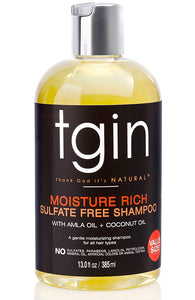 tgin Moisture Rich Sulfate Free Shampoo for Natural Hair, 13oz