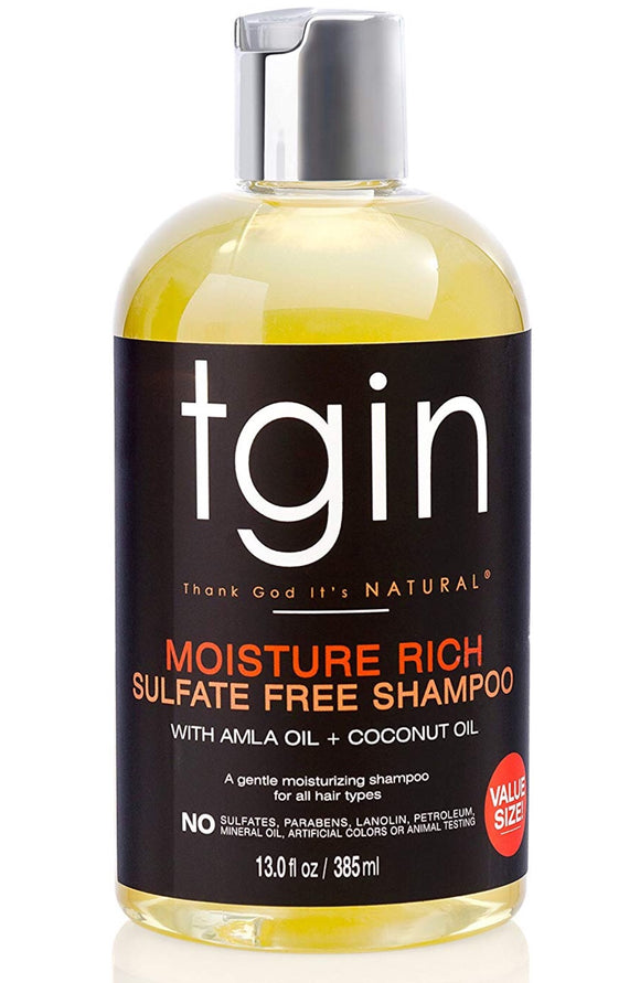 tgin Moisture Rich Sulfate Free Shampoo for Natural Hair, 13oz