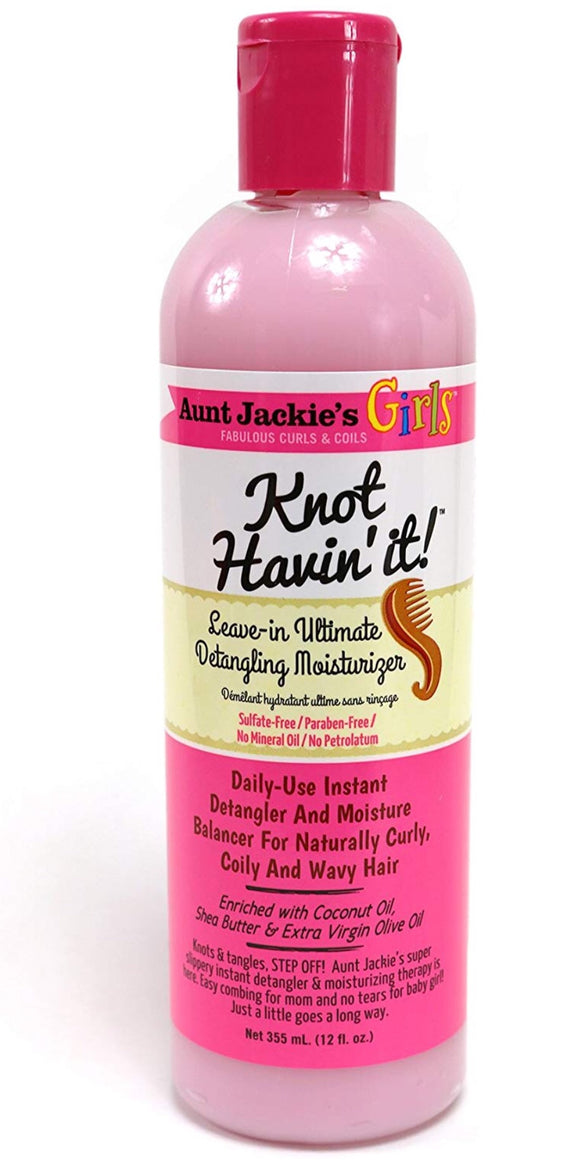 Aunt Jackie's Girls Knot Havin' It, Leave-in Ultimate Hair Detangler, For Daily Use for Naturally Curly Hair, 12 Ounce Bottle