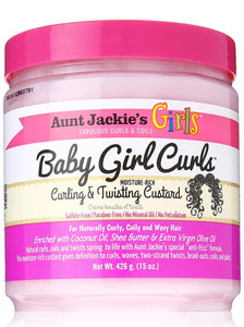 Aunt Jackie's Girls Baby Girl Curls, Curling and Twisting Custard, Great for Naturally Curly Hair, 15 Ounce Jar