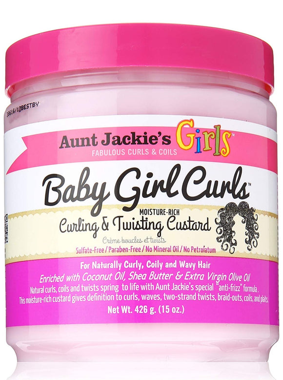 Aunt Jackie's Girls Baby Girl Curls, Curling and Twisting Custard, Great for Naturally Curly Hair, 15 Ounce Jar