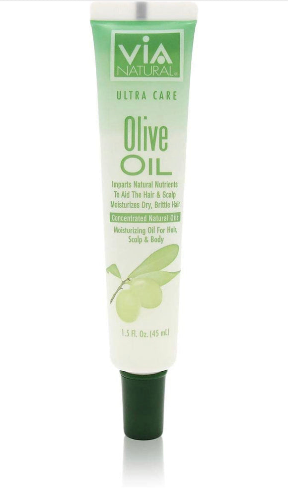VIA Natural Ultra Care Olive Oil Concentrated Natural Oil 1.5oz - Imparts Natural Nutrients To Aid The Hair & Scalp Moisturizes Dry, Brittle Hair - 6 Pack
